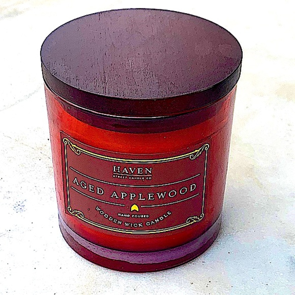 HAVEN STREET CANDLE AGED APPLEWOOD WOOD WICK NEW RICHLY SCENTED SOY WAX